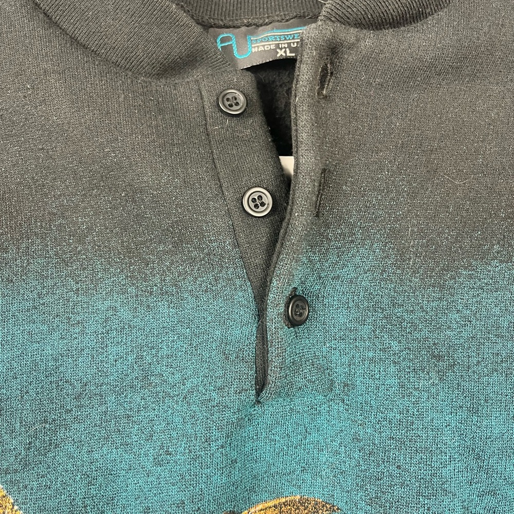 x Vtg Sweater Men XL Black Eagle fDouble
Sided Graphics Are Mint 3 Button Casual - Picture 3 of 12